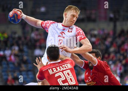 Cracovia, Polonia. 22nd Jan, 2023. Ariel Pietrasik durante la partita del Campionato Mondiale IHF MenÕs tra Iran e Polonia il 22 gennaio 2023 a Cracovia, Polonia. (Foto di PressFocus/Sipa USA) Credit: Sipa USA/Alamy Live News Foto Stock