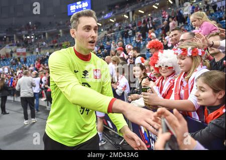 Cracovia, Polonia. 22nd Jan, 2023. Adam Morawski durante la partita del Campionato Mondiale IHF MenÕs tra Iran e Polonia il 22 gennaio 2023 a Cracovia, Polonia. (Foto di PressFocus/Sipa USA) Credit: Sipa USA/Alamy Live News Foto Stock