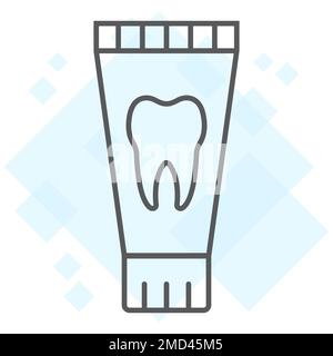 Icona a linee sottili del tubo dentifricio, stomatologia e dentale, grafica vettoriale di segni puliti, un motivo lineare su sfondo bianco, eps 10. Illustrazione Vettoriale