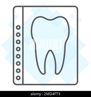 Icona a linea sottile radiologica dentale, stomatologia e dentale, grafica vettoriale dei segni radiologici, un pattern lineare su sfondo bianco, eps 10. Illustrazione Vettoriale