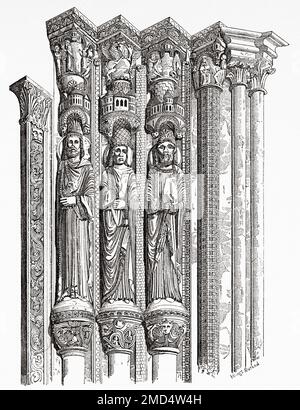 Statue del portico sud della Cattedrale di Burgos, 12th ° secolo. Le Arti del Medioevo e al periodo del Rinascimento di Paul Lacroix, 1874 Foto Stock