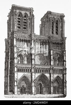La Cattedrale di Notre Dame de Paris, restaurata da Eugène-Emmanuel Viollet-le-Duc e Jean Baptiste Lassus (1814-1879) Francia. Le Arti del Medioevo e al periodo del Rinascimento di Paul Lacroix, 1874 Foto Stock