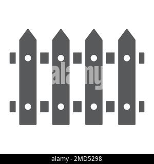 Icona di glyph della recinzione, legno e architettura, grafica vettoriale di segno della parete, un motivo solido su uno sfondo bianco, eps 10. Illustrazione Vettoriale