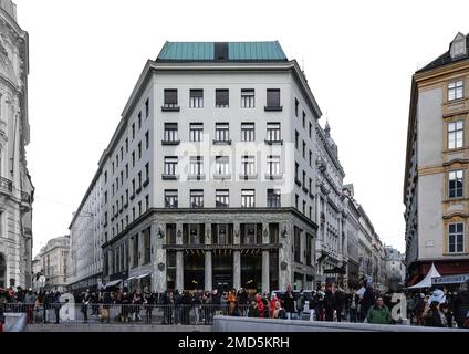 Vienna, Austria, 2019 dicembre: Looshaus a Michaelerplatz. Progettato dall'architetto austriaco Adolf Loos nel 1909. Modernismo viennese. Foto Stock