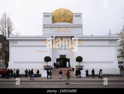 Vienna, Austria, 2019 dicembre: Edificio della Secessione, Wiener Secessionsgebaude - sala espositiva costruita nel 1897 da Joseph Maria Olbrich Foto Stock