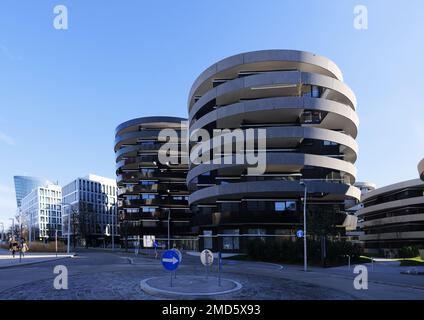 Vienna, Austria, 2019 dicembre: Edifici residenziali Rondo parte del progetto Viertel Zwei Plus situato nella regione Prater di Vienna Foto Stock