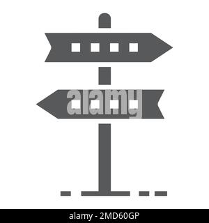 Icona glifo signpost, sviluppo e business, grafica vettoriale segno di direzione, un motivo solido su uno sfondo bianco, eps 10. Illustrazione Vettoriale