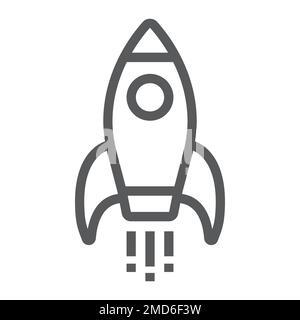 Startup line Icon, sviluppo e business, grafica vettoriale segno razzo, un motivo lineare su sfondo bianco, eps 10. Illustrazione Vettoriale