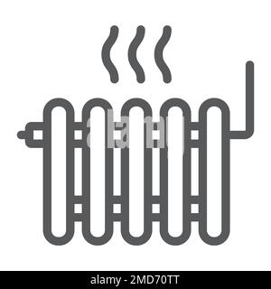 Icona della linea di riscaldamento del radiatore, settore immobiliare e casa, grafica vettoriale con segni di calore, un motivo lineare su sfondo bianco, eps 10. Illustrazione Vettoriale