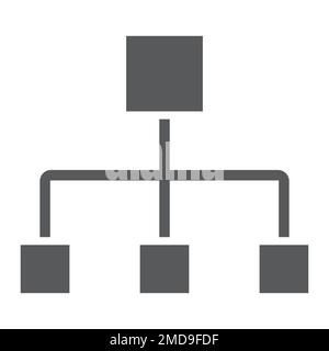 Icona del glifo del diagramma di flusso, dati e analisi, segno del diagramma, grafica vettoriale, un motivo a tinta unita su sfondo bianco, eps 10. Illustrazione Vettoriale