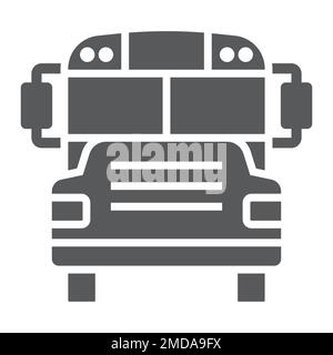 Icona del glifo degli autobus scolastici, scuola e istruzione, grafica vettoriale dei segni di trasporto, un motivo solido su sfondo bianco, eps 10. Illustrazione Vettoriale