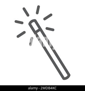 Icona della linea bacchetta magica, strumenti e design, segno bacchetta, grafica vettoriale, un motivo lineare su sfondo bianco, eps 10. Illustrazione Vettoriale