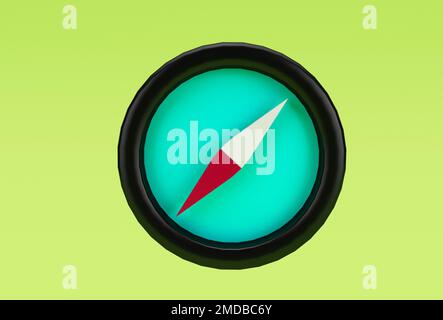 illustrazione dell'icona della bussola 3d rendering minimo su sfondo bianco. Foto Stock