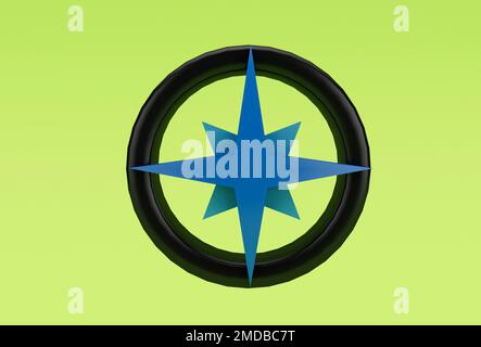 illustrazione dell'icona della bussola 3d rendering minimo su sfondo bianco. Foto Stock