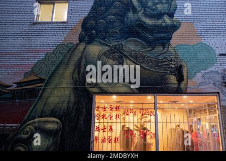 Toronto, Ontario, Canada. 23rd Jan, 2023. La gente fa shopping in un negozio di panetteria cinese e festeggia il Capodanno lunare il primo giorno dell'anno del coniglio a Chinatown di Toronto domenica 22 gennaio 2023. (Credit Image: © Winston Tang/ZUMA Press Wire) SOLO PER USO EDITORIALE! Non per USO commerciale! Credit: ZUMA Press, Inc./Alamy Live News Credit: ZUMA Press, Inc./Alamy Live News Foto Stock