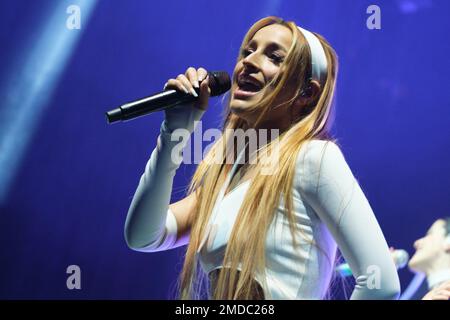 Madrid, Spagna. 22nd Jan, 2023. Belen Aguilera si esibirà sul palco al Festival Inverfest 2023 del Circo Price di Madrid, Spagna, il 22 gennaio 2023 (Foto di Oscar Gonzalez/NurPhoto). Credit: NurPhoto SRL/Alamy Live News Foto Stock