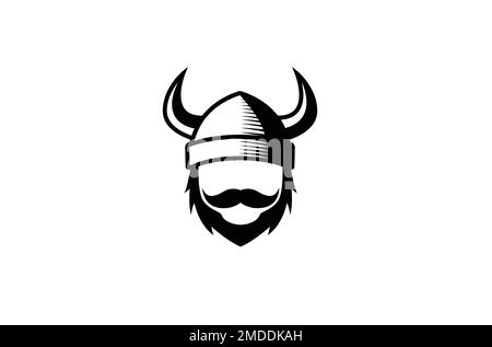 Creative Warrior casco Viking testa Logo Design simbolo Vector Illustration Illustrazione Vettoriale