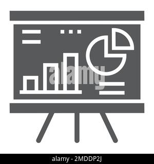 Icona glifo di analisi finanziaria, finanza e banche, segno di diagramma, grafica vettoriale, un modello solido su sfondo bianco, eps 10. Illustrazione Vettoriale