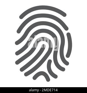 Icona glifo della firma crittografica, sicurezza e identità, segno di impronte digitali, grafica vettoriale, un motivo a tinta unita su sfondo bianco, eps 10. Illustrazione Vettoriale