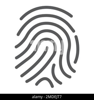 Icona della linea di firma crittografica, sicurezza e identità, segno di impronte digitali, grafica vettoriale, un motivo lineare su sfondo bianco, eps 10. Illustrazione Vettoriale