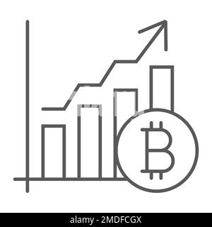 Bitcoin grafico sottile icona, finanza ed economia, segno grafico, grafica vettoriale, un motivo lineare su sfondo bianco, eps 10. Illustrazione Vettoriale