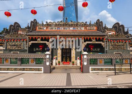 12 gennaio 2023: Chan She Shu Yuen Clan Ancestral Hall situato lungo Jalan Stadium a kuala lumpur, Malesia. La costruzione di associazione clan bu Foto Stock