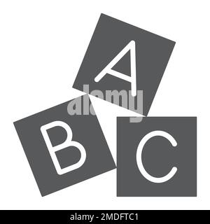 Icona a forma di alfabeto glyph, abc e giocattolo, segno a blocchi, grafica vettoriale, un motivo a tinta unita su sfondo bianco, eps 10. Illustrazione Vettoriale