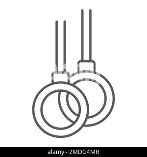 Anelli ginnici icona linea sottile, atletica e sport, anelli sportivi segno, grafica vettoriale, un motivo lineare su sfondo bianco, eps 10. Illustrazione Vettoriale