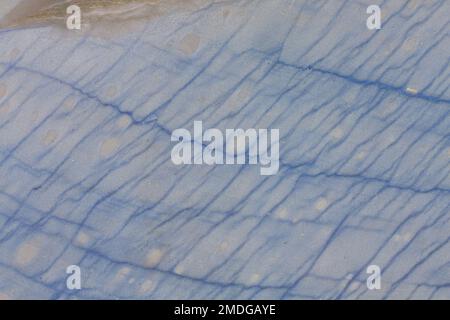 Azul macaubas - granito blu naturale o pietra quarzite, foto dettagliata della lastra. Ardesia opaca, motivo per progetti interni, esterni Foto Stock