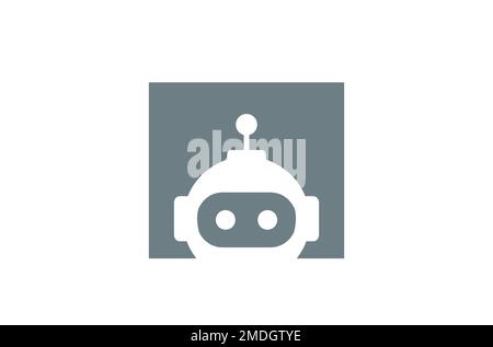 robot creativo bot in grigio in un logo quadrato disegno vettoriale simbolo illustrazione Illustrazione Vettoriale