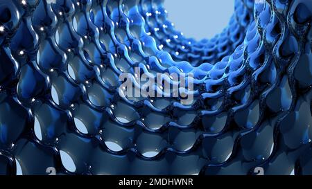 3D illustrazione nano superficie, struttura cristallina, reticolo molecolare, tecnologia internet. Background astratto hi-tech Foto Stock