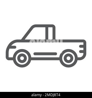 Icona linea di pickup, furgone e auto, cartello auto, grafica vettoriale, un motivo lineare su sfondo bianco, eps 10. Illustrazione Vettoriale