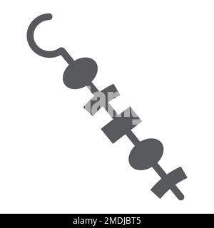 Icona shish kebab glyph, spiedino e cibo, segno barbecue, grafica vettoriale, un motivo solido su sfondo bianco, eps 10. Illustrazione Vettoriale