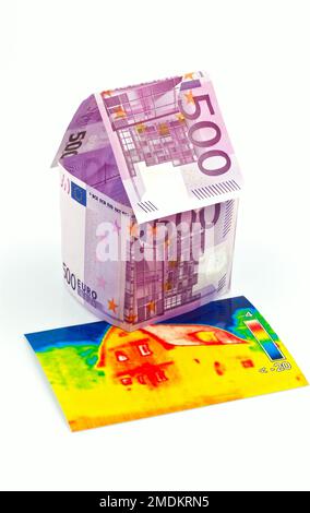 Casa di 500 euro fatture su un'immagine termica, Austria Foto Stock