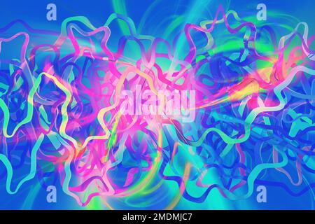 linee curve strattamente multicolor aggrovigliate, rendering 3d Foto Stock