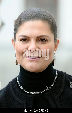 La Principessa Victoria arriva all'Accademia Bernadotte al Palazzo Rosersberg a nord di Stoccolma, Svezia, il 23 gennaio 2023. Foto: Henrik Montgomery / TT Foto Stock