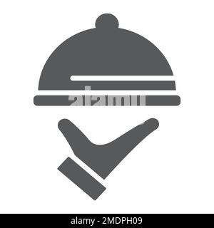 Servizio di ristorazione glyph icona, hotel e cibo, segno cloche ristorante, grafica vettoriale, un motivo solido su uno sfondo bianco, eps 10. Illustrazione Vettoriale