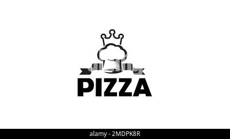 grafica creativa nera pizza corona logo vettoriale Illustrazione Vettoriale