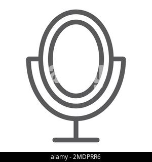 Icona a specchio, accessorio e bellezza, segno di vetro, grafica vettoriale, motivo lineare su sfondo bianco, eps 10. Illustrazione Vettoriale