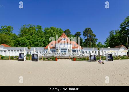 Stazione balneare, Seestrasse, Bad Saarow, Brandeburgo, Germania Foto Stock