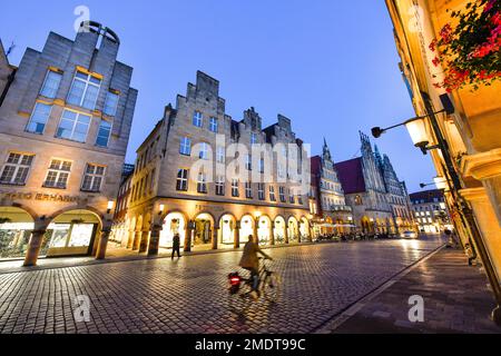 Case di città, Prinzipalmarkt, Muenster, Renania settentrionale-Vestfalia, Germania Foto Stock