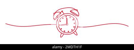 Banner sveglia disegnata a mano con linea sottile isolata su sfondo bianco Illustrazione Vettoriale