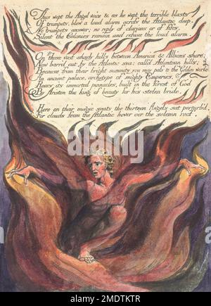 Illustrazione di William Blake dal suo libro America, A Prophecy, pubblicato nel 1793. Così piangeva la voce dell'Angelo..... Foto Stock