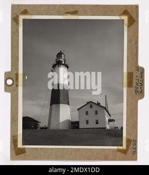 Faro di Montauk Point. Il faro di Montauk Point, una luce di mare che segna l'estremità orientale di Long Island, è uno dei fari più antichi degli Stati Uniti, essendo stato costruito nel 1797. Foto Stock