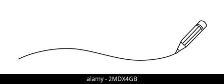 Matita che traccia una linea doodle disegnata a mano con una linea sottile Illustrazione Vettoriale