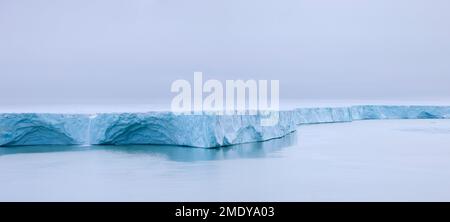 Ghiacciaio di Brasvellbreen, 45 km di torrente lungo a sud dalla cupola di ghiaccio Sørdomen di Austfonna che si sfuggono in mare, Nordaustlandet, Svalbard / Spitsbergen Foto Stock