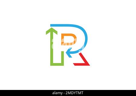 lettera r frecce colorate logo simbolo vettore disegno illustrazione Illustrazione Vettoriale