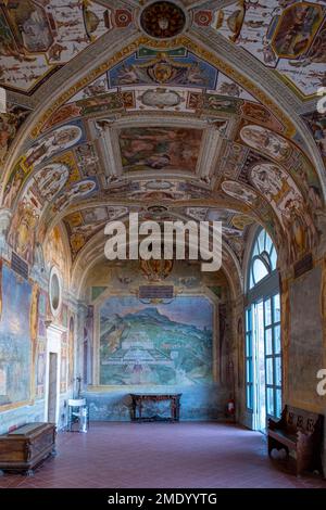 Stanza della caccia, Loggia della Palazzina Gambara, Villa Lante. Bagnaia, Viterbo, Lazio, Italia, Europa. Foto Stock