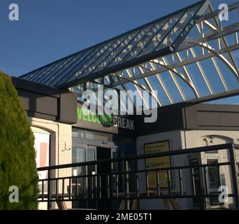 Stazione di servizio della Woodall Motorway sulla M1 in direzione nord nello Yorkshire Foto Stock