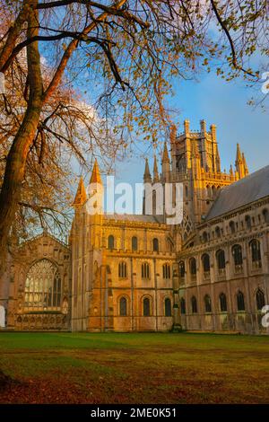 Octagon Tower of Ely Cathedral la terza cattedrale medievale più lunga in Inghilterra, a 161m (537’). Foto Stock